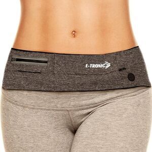 E Tronic Edge Running Belt - Unisex, Phone Holder Waist Belts w/Reflectors Gray